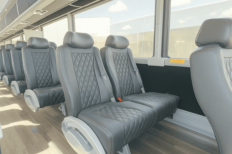 interior of Malden Coach Bus Service charter bus