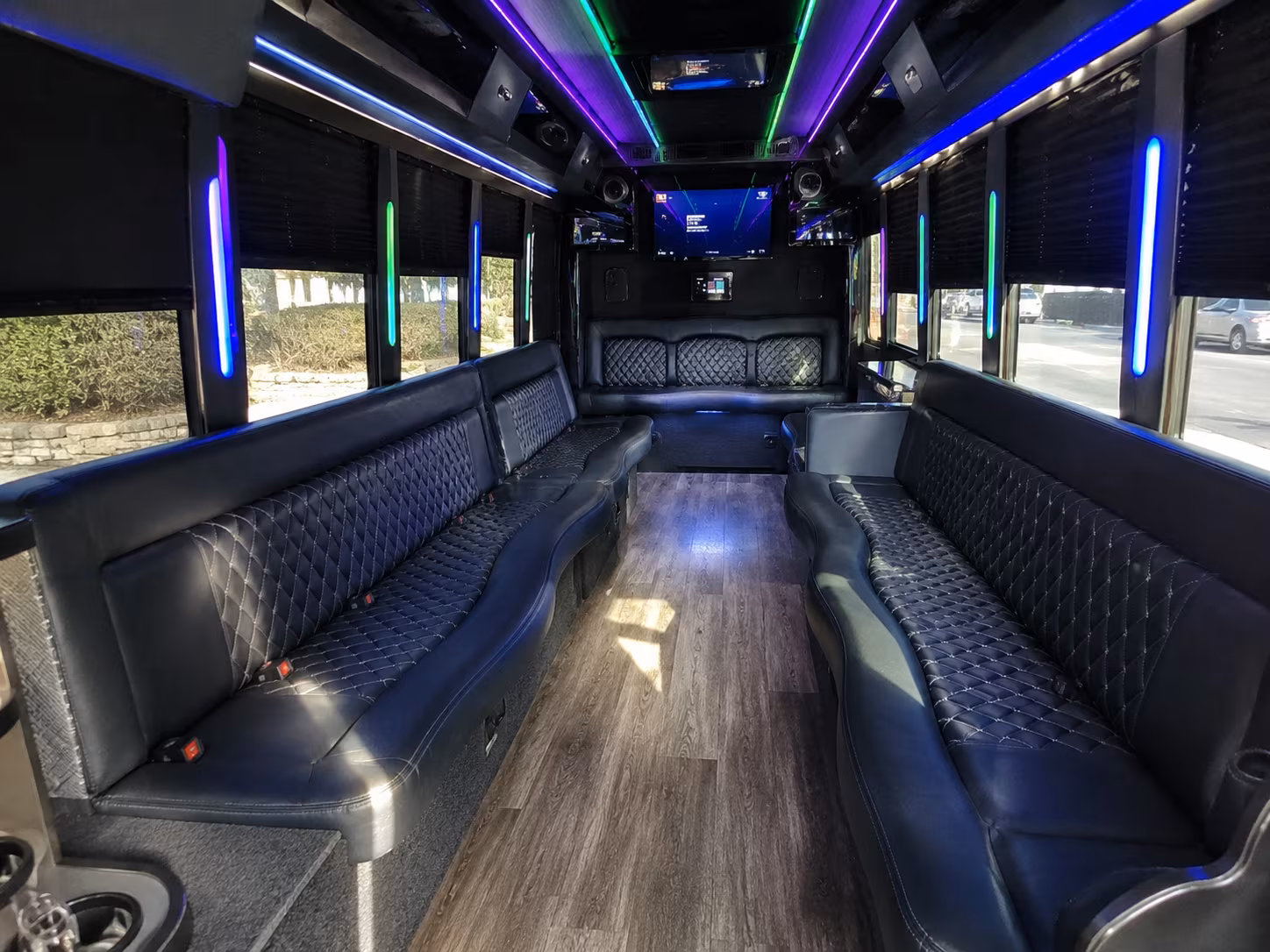 malden 15 passenger party bus interior