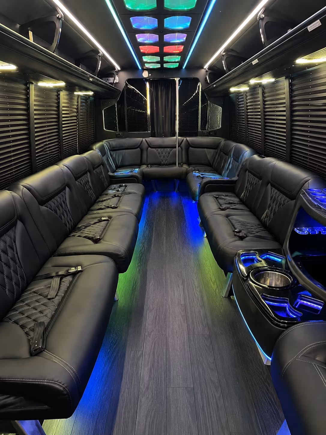 malden 20 passenger party bus interior