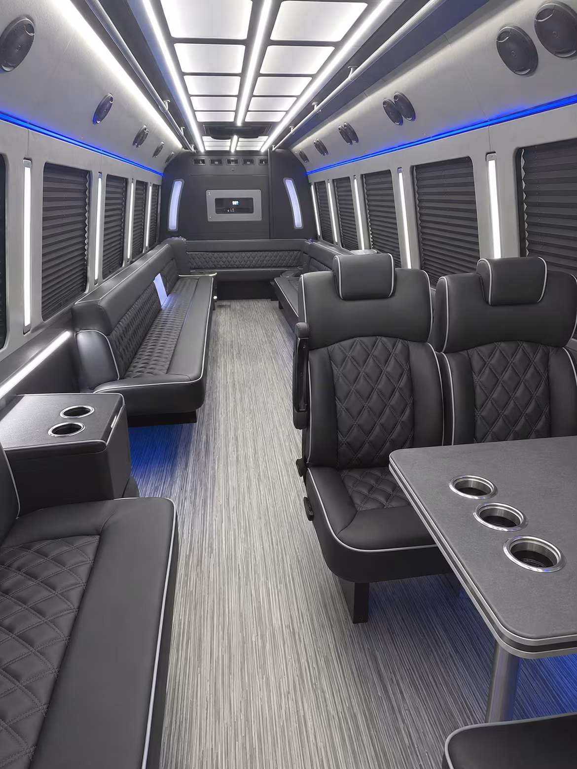 malden 25 passenger party bus inside
