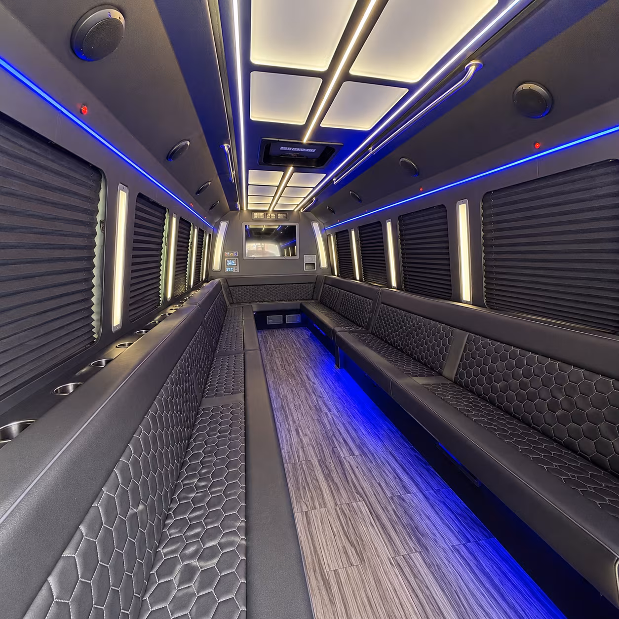 malden 30 passenger party bus interior