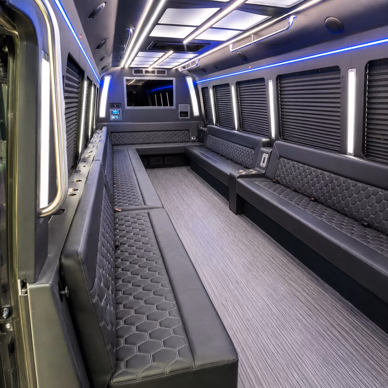 malden 40 passenger party bus interior
