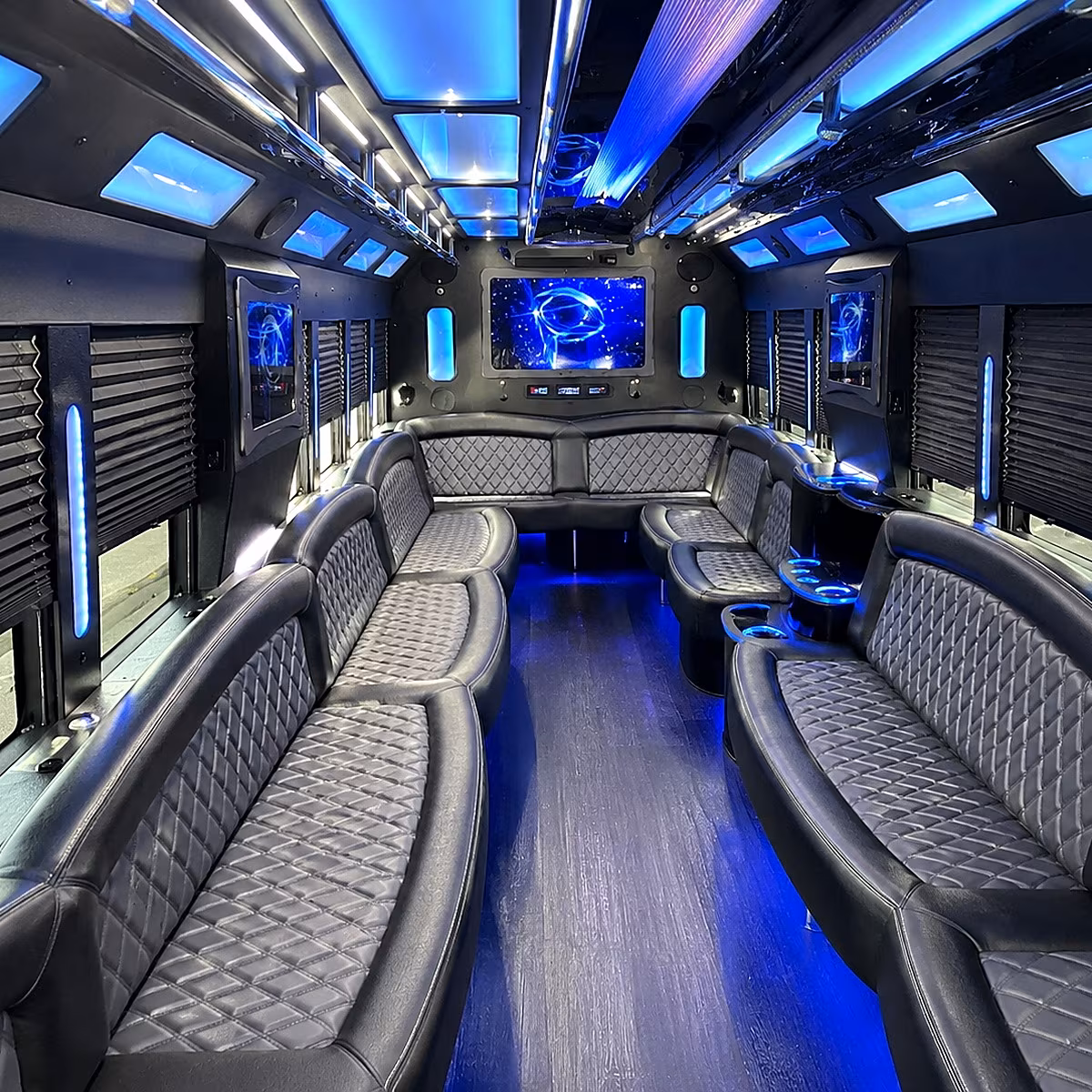 malden 50 passenger party bus interior