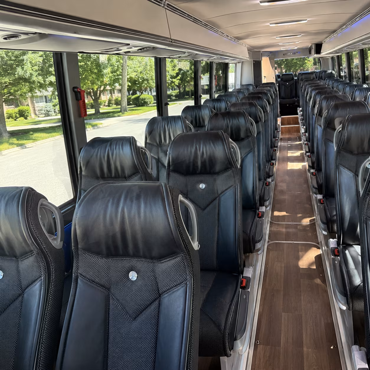 malden 56 passenger charter bus inside